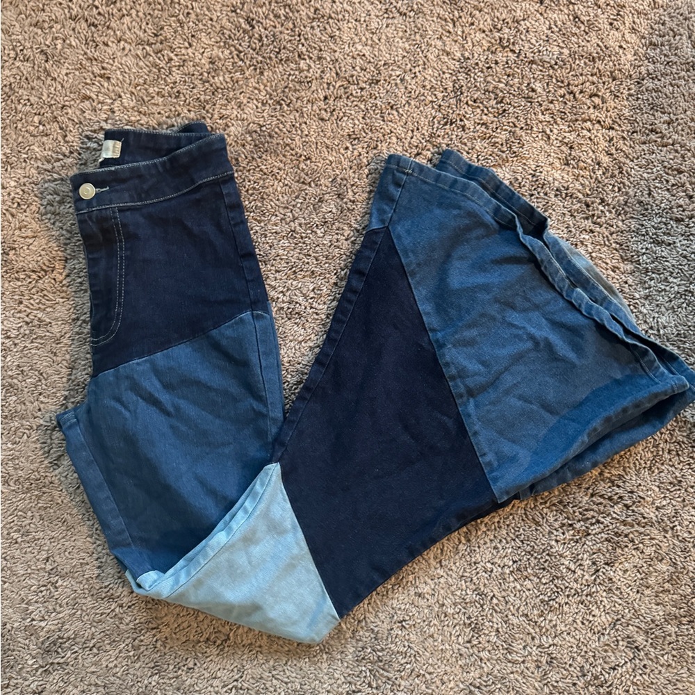 (SOLD) Patchwork Flare Denim Jeans